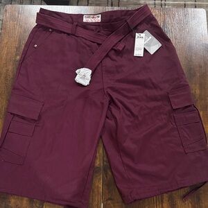 Henry & William Men's Burgundy Cargo Shorts-Brand New-Size 36
